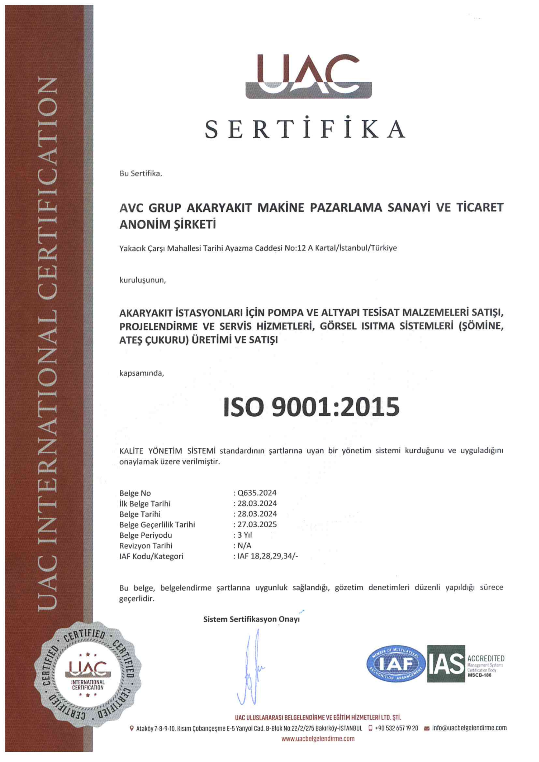 AVC Grup iso 9001-15 belgesini aldı 